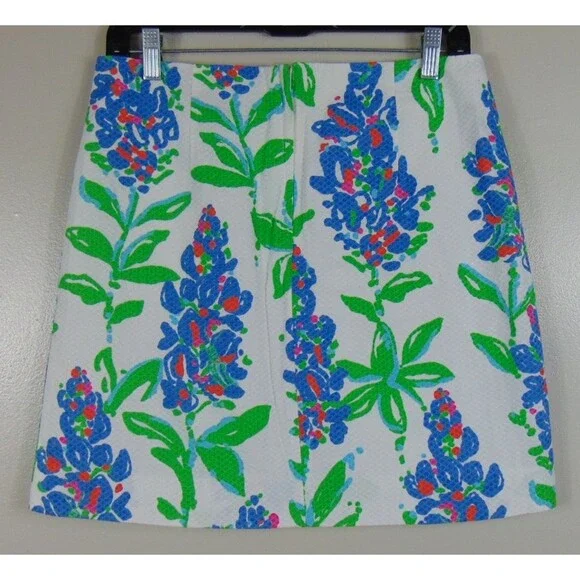 Lilly Pulitzer Floral Skirt Lined Womens Size 4 Knee Cotton Preppy Resort A line - Picture 6 of 9